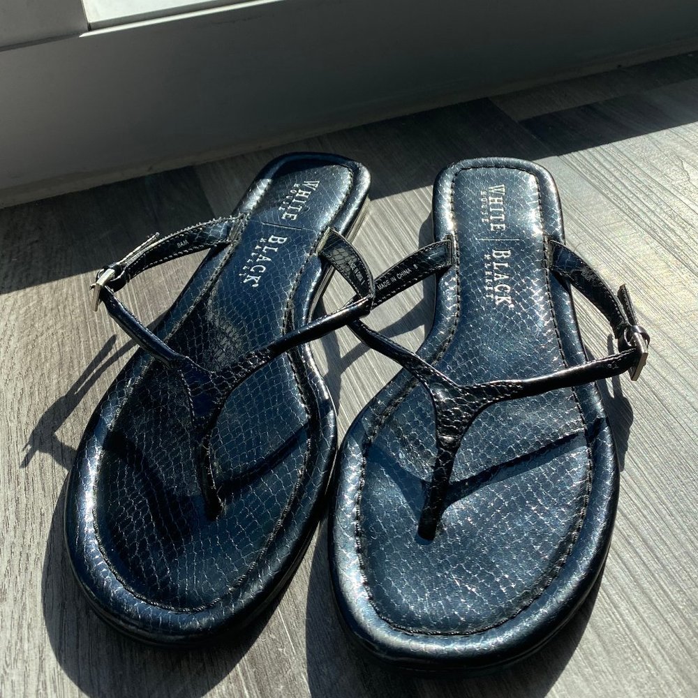 White House Black Market Black Leather Sandals SZ8